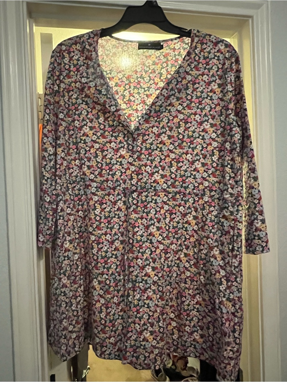 Pomander Place Floral Tunic Dress in Purple, Pink, White